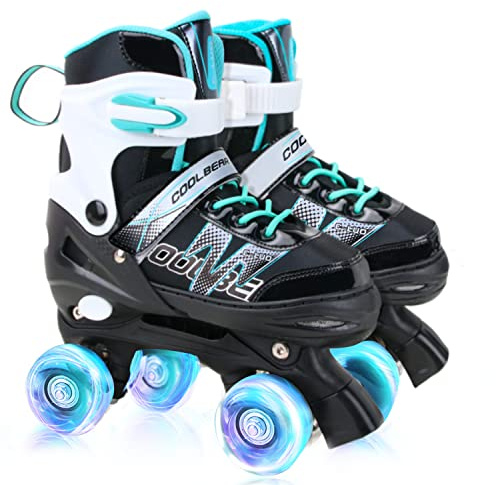 Sowume Adjustable Roller Skates for Boys and Kids, All 8 Wheels of Boy's Skates Shine, Safe and Fun Illuminating for Kids