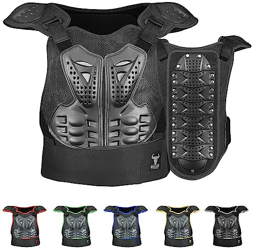 BULLDT Protektorenweste Damen & Herren für Motorrad Motocross ATV Skatebording Quad Scooter MTB Enduro Reiten Protektoren - Atmungaktiv Weste Verstellbar - Schwarz - 56