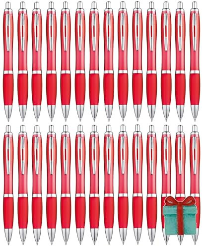 Libetui Set 50er ergonomische Kugelschreiber Rot Druckkugelschreiber Blaue Großraummine Kulis Büro Praxis Uni Haushalt Kuli Set 50 Kugelschreiber Rot