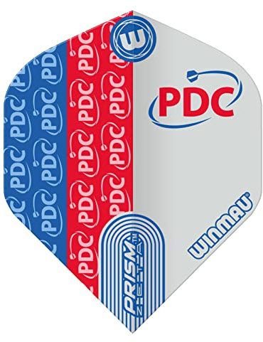 WINMAU Prism Zeta PDC Rot, Blau und Weiß Dart-Flüge - 1 Satz pro Packung (insgesamt 3 Flüge)