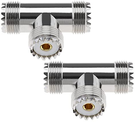 The Lord of the Tools 2pcs UHF Femelle à Double UHF Femelle Triple Connecteur en T PL259 Adaptateur 3 Voies Accessoires Remplacement pour Antennes FPV CB Radio Scanner
