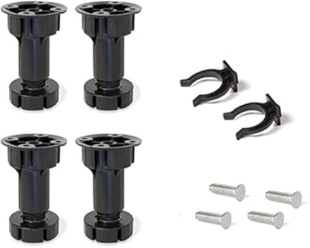 bricoleva.it Lot de 4 pieds réglables noirs pour socle de cuisine - pieds en plastique avec clip de fixation pour meubles de cuisine - hauteur 15 cm et réglage de 2 cm …