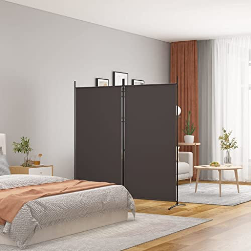 WIFESE Paravent 2 Panneaux Marron 175x180 cm Tissu Séparation de Pièce Polyvalente Cloison de Séparation de Chambre Espace Privé Séparation de Salon Cuisine Mur de Fond Bloquer Le Soleil