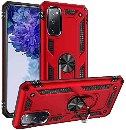 Verco Hybrid Armor Shiel Case für Samsung Galaxy S20 Hülle, extrem robust mit Magnet Fingerring Halter Handyhülle für Samsung S20 5G Panzerhülle, Rot