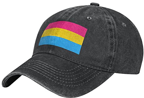 YINGD Cowboy Baseball Cap Pansexual Pride Flag Hat Adjustable Sports Cap Breathable Unisex Casual Caps for Men and Women Black