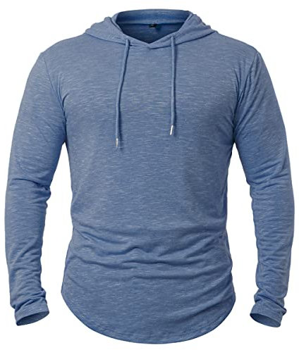 CARWORNIC Men's Quick Dry Hooded Tops Lightweight Running Hiking Athletic Hoodies Long Sleeve Thin Breathable Golf Top Active Sports Gym T-Shirt Men Outdoor Casual Fishing T Shirt Navy Blue