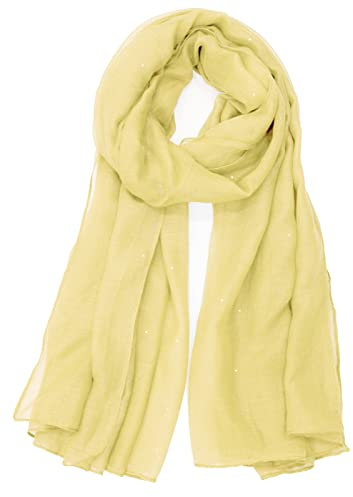 Van Der Rich ® - Pailletten Schal Weiches Halstuch - Damen (Gelb)