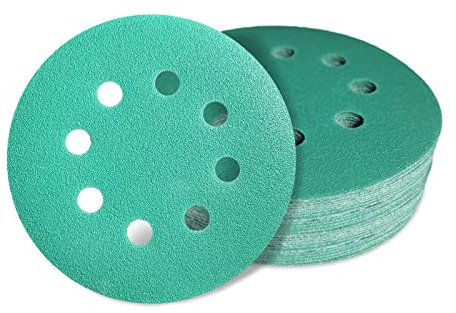AWAPRO Schleifscheiben mit Klett - Ø 125mm, Körnung P1000, 8 Loch in Grün - 25 Stück - Schleifpapier rund für Exzenterschleifer, Holz, Metall uvm. schleifen