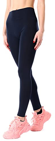 Merry Style Damen Nahtlose Leggings mit breitem Komfortbund MSGI056 (Dunkelblau, S)