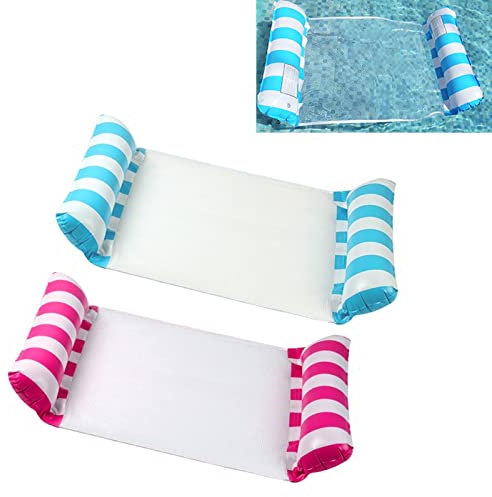 2 Piezas Hamaca Flotante Piscina, 4 en 1 Piscina Cama Flotante, Cama Flotante de Agua, colchoneta Flotante de Agua, Hamaca Inflable de Agua, Adecuado para Piscina Playa Juguetes de Agua