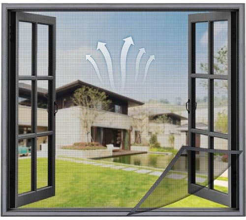 Finestra a zanzariera 50x150cm, finestra a zanzariera senza foratura, finestra a zanzariera con forte Fibbia in nylon (nero)