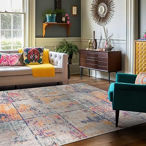 Mazovia Bunte Teppiche - Modern Abstrakt Bunt Teppich für Wohnzimmer, Esszimmer, Schlafzimmer - Kurzflor Niedrigflor Pflegeleicht Oeko-TEX - Multi Mehrfarbig - Versch. Größen - 180 x 250 cm