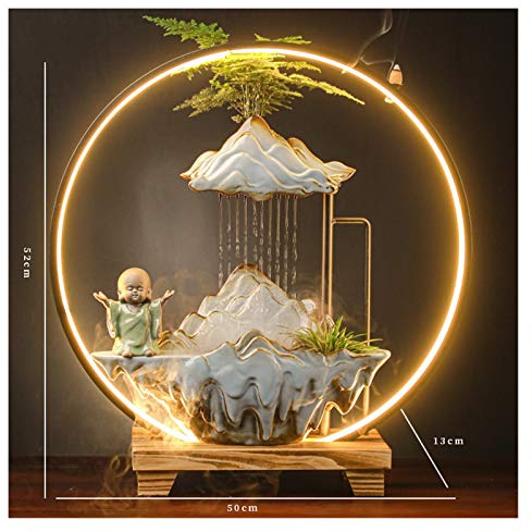 HASMI Fontaine de Table Zen Porte-Bonheur Fontaine d'eau Paysage Objet Salon entrée Bureau Bureau humidificateur Ouverture Pendaison de crémaillère Cadeau Fontaine d'intérieur (Color : D)