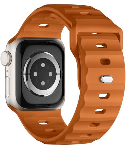 Cinturino sportivo compatibile con Apple Watch Ultra 2, 49 mm, 46 mm, 45 mm, 44 mm, 42 mm, per uomo, in silicone, impermeabile, per Apple Watch 10, 9, 8, SE 7, 6, 5, 4, 3, Ultra, marrone
