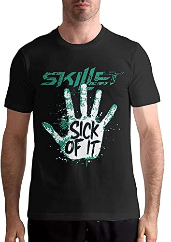 Sportswear Men's Short-Sleeved Shirt Skillet Band Shirt Men's Fashion T-Shirt Cotton Tee Shirts Short Sleeve Black 3XL