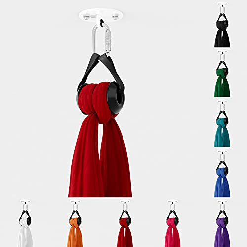 Play Juggling - Kit Verankerungsplatte + Vertikaltuch + Aufhängung + Automatik Karabiner für Luftakrobatik und Luftdisziplinen, 100% Polyester - Zertifiziert (6 Meter - Türkis)