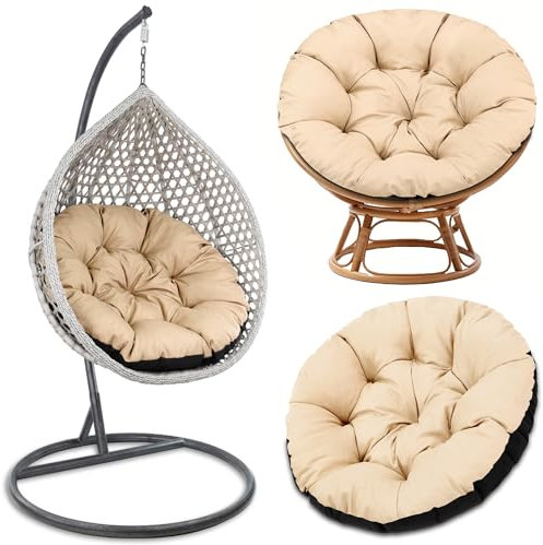 Amazinggirl Cojin para Silla Ratan et sillas Colgante 100 cm - cojín Redondo Jardin Cojines de Asiento Redondos para Hamaca Exterior o Interior Beige Sombra B