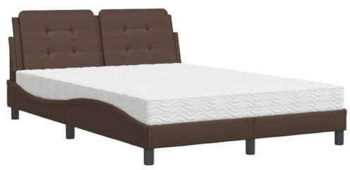 vidaXL Bett, Polsterbett mit Matratze Zadar, Bettgestell Bettrahmen mit Lattenrost, Doppelbett Schlafzimmerbett, Braun 140x200cm Kunstleder