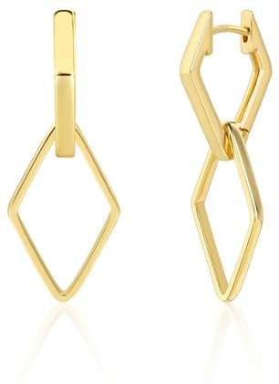 ALEXCRAFT Drop Eckige Ohrringe Gold Hängend Creolen Eckig Damen 14K Goldene Ohrringe Damen für Frauen Freundin Mama Mädchen