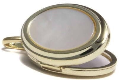 loveyourdiamonds Kleines ovales Perlmutt Gold Medaillon aus echtem 585 Gelbgold