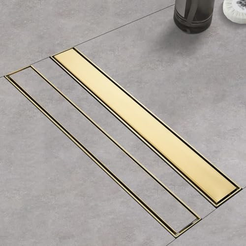 Linearer Duschablauf, 81,3 cm, gebürstetes Gold, Flieseneinsatz