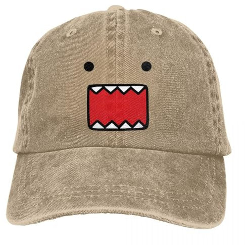 ROBEIUO Cowboy-Baseballkappe Basecap Domo-Kun Baseballkappen, Vintage-Stil, verwaschen, Domo-Kun-Puppengesicht, Snapback-Kappe, Unisex, Golf, unstrukturierte weiche Hüte