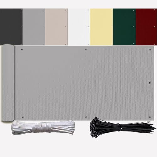 Ufamiluk Brise Vue Balcon Gris Imperméable UV Résistant HDPE Vent Protection Toile Brise Vue Jardin pour Terrasse Jardin Balcon Patio 1m80 de Hauteur 180x1300cm