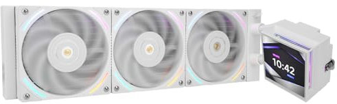 TR Hyper Vision 360 ARGB blanco CPU AIO Cooler, sistema de enfriador de agua PC 360, pantalla LCD IPS con resolución 480 x 480, para AM4/AM5; bomba de alto rendimiento con pantalla Intel