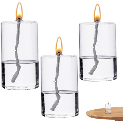 Ensemble de Trois Lampes à Huile en Verre, des Lampes à Bougies à Huile Transparente Brûleur à Huile sans fumée Lampe à Huile décorative pour Table Centrale de Mariage (3 Size)
