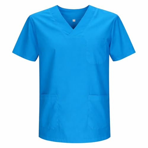 MISEMIYA Tunique Médicale Unisexe MZ-817, Haut à Manches Courtes, Col V et 3 Poches, Tenue de Travail