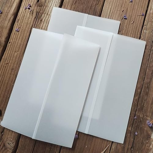 Vorgefaltet Vellum Paper Pergamenthüllen 50 Stück A5-Pergamentumschlag, transparente Einladungshüllen, Pergamenthüllen, Pergament-Torfalten, Hochzeitseinladungen, 160 g/m², Pergamentpapier Hochzeitsei