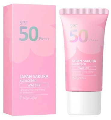 Japan Sakura Sunscreen,Kirschblüte Schutzschicht Sunscreen SPF 50 PA+++,Wasserfester und Leicht Sonnenschutz - Whitening & Watery Styles zur Auswahl (1PC*Watery)