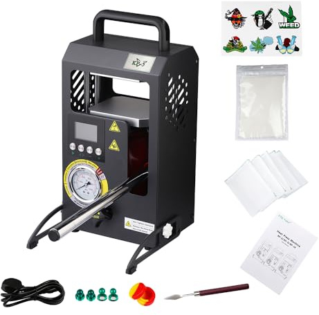 NArra Presse à chaud hydraulique manuelle 5T 5 tonnes avec plaques chauffantes doubles de 10,4 x 12 cm, contrôle numérique précis de la température (LCD), presse à chaud portable