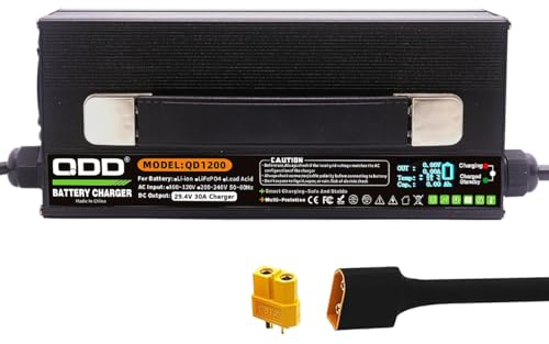 QDD 29.4V 30A Charger DC 29.4V 30A Li-ion Battery Charger Output XT60 Connector Use for 7S 24V Lithium Battery Pack with Fan OLED Display