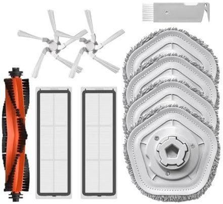 Tbrov Compatible con XiaoMi Dreame BOT W10 Robot autolimpiante Aspirador y trapeador Cepillo Principal/Lateral Filtro HEPA Almohadilla for trapeador Caja de Polvo Piezas de aspiradora(Gold)