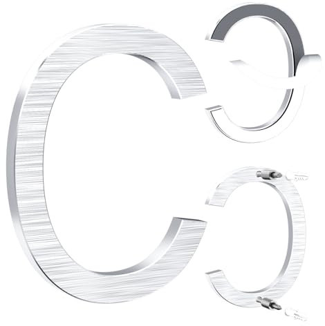 Yafimea numero civico esterno argento 12,5 cm – In alluminio massiccio con superficie spazzolata, adesivo o con viti, impermeabile – Per porta, muro, cancello, recinzione (C)