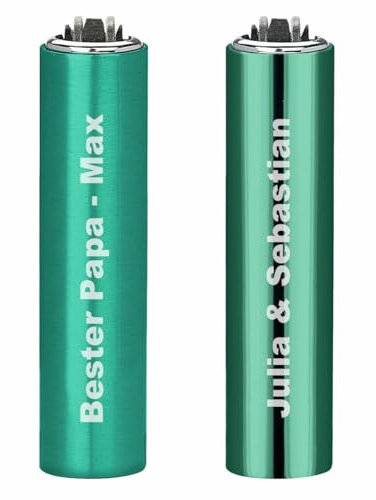 Clipper Feuerzeug mit Gravur – Personalisierbares Geschenk für Männer & Frauen – Individuelles Feuerzeug als Geburtstagsgeschenk, Jahrestag, (Grün)