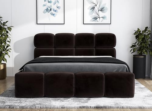 A&J MöbelLand Polsterbett MONAKO 180x200 mit Matratze, Bettkasten und Lattenrost. Farbe: Dunkelbraun