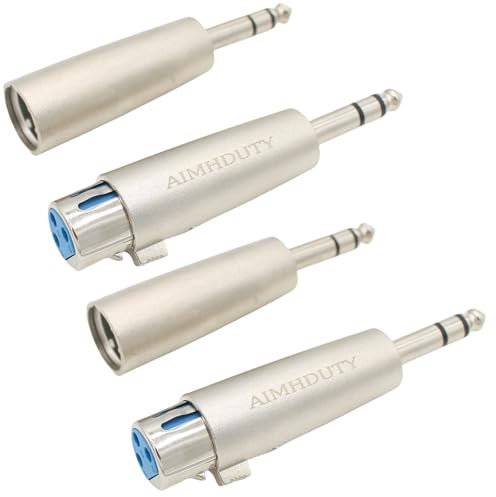 1/4'' TRS to XLR Adapter 4-Pack, Balanced Quarter Inch 6.35mm to XLR Male/Female Adapters for Mixers, Microphones, Amplifiers