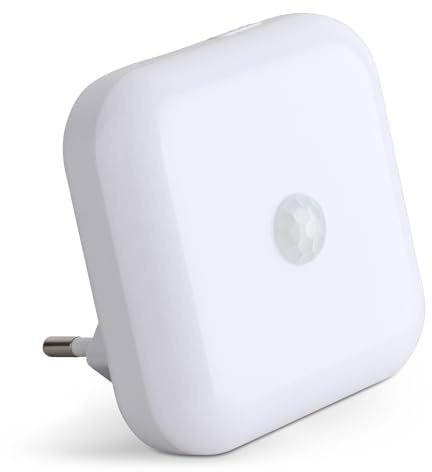 SEBSON Steckdosenleuchte mit Bewegungsmelder & Dämmerungssensor, dimmbar | LED Nachtlicht Steckdose, Zwischenstecker - schaltet bei Dämmerung & Bewegung, Sensor 3m/120°, Steckdosenlampe warmweiß