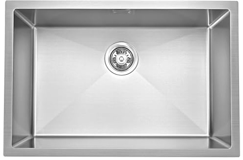 686mm Large Kitchen Sink Single Bowl - 304 Stainless Steel Undermount Sink - Nano Silver Anti-Scratch Finish - 68.6x44.7x25.4cm Extra Deep Basin with Waste Kit & Overflow - Fits 800mm Cabinet