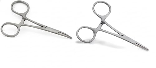 zylltkar 9 cm Mini-Arterienklemme als Hakenlöser zum Angeln, Arterienklemme gebogen, Angelzange, Edelstahl Arterienklemme, Lösezange, Mini-Klemme, Angelklemme