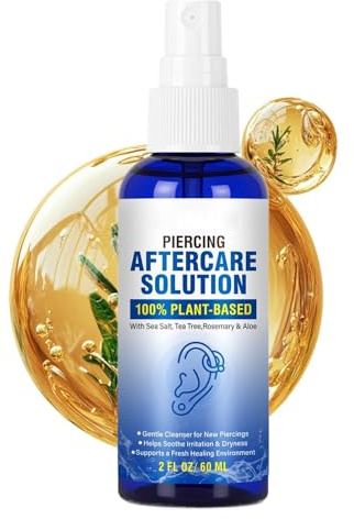 Piercing Spray Zur Nachsorge 60ml Beruhigendes Reinigungsspray | Lösung Für Die Nachsorge Von Piercings Für Nasenreizung Wundpflege Beulenentfernung Bauch Körper Knorpel Bauchnabel