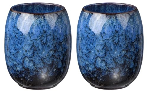 sourcing map Chinese Ceramic Teacup 5.75oz Bright Blue No Handle 2Pcs | Traditional Gong Fu Tea Set,Japanese Small Tea Cup,for Mate Tea Coffee Wine Drinks