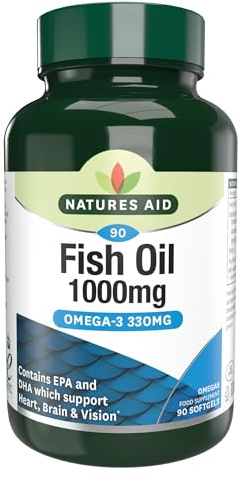Natures Aid Omega-3 Fish Oil 1000mg – 90 Softgel Capsules | High Strength Omega-3 with DHA & EPA, Supports Heart, Brain, Vision, Immune & Joint Health, Non-GMO