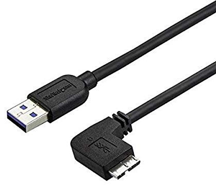 StarTech.com Câble Micro USB 3.0 slim - Cordon USB-A vers Micro-B à angle droit de 1 m - USB 3.1 Gen 1 (5 Gb/s) - M/M (USB3AU1MRS)