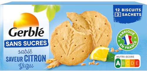 Gerblé Sablés Citron Yuzu Sans Sucres, Sans huile de palme, 12 biscuits, 132 g, 200937