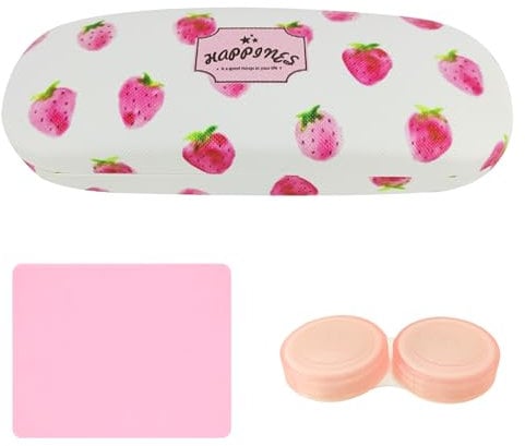 Cartoon Brillenetui Hardcase Damen, Hartschalen-Gläser-Fall Erdbeer-Gläser-Fall Tragbare Brillen-Fall für Frauen Karikatur-Kinder-Gläser-Kasten-Brillen-Fälle