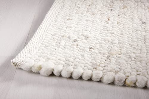 Taracarpet Moderner Landhaus Teppich Handwebteppich Fjord aus hochwertiger Schurwolle beidseitig legbar echte Handarbeit Farbe 1 Natur meliert 170x240 cm
