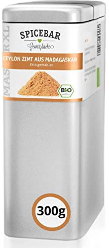 Spicebar - Ceylon Zimt Bio - feiner Zimt gemahlen im praktischen Gewürz-Streuer - Zimt Pulver mit wenig Cumarin aus Madagaskar (300g)